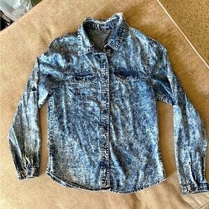 Charlotte Russe Blue Long Sleeve Button Down Shirt